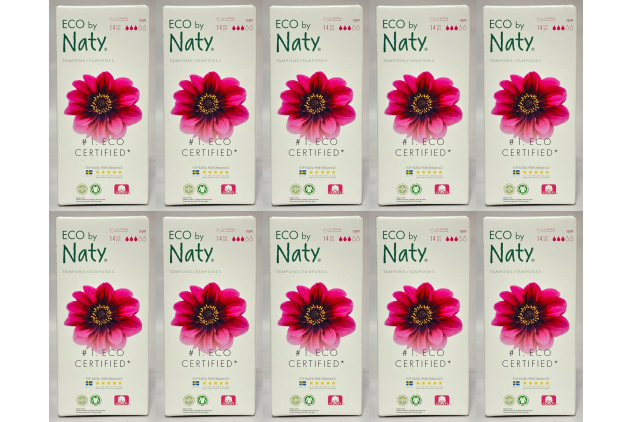 Eco by Naty Organic Cotton Tampons with Applicator – Super – 14 Pack (10 Boxes)