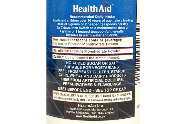 HealthAid Creatine Monohydrate Powder | Unflavoured | 200 g