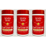 Seven Seas Cod Liver Oil Maximum Strength Omega-3 Capsules | 60 Capsules | Pack of 3 (180 Capsules)