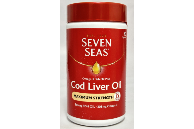 Seven Seas Cod Liver Oil Maximum Strength Omega-3 Capsules | 60 Capsules | Pack of 3 (180 Capsules)
