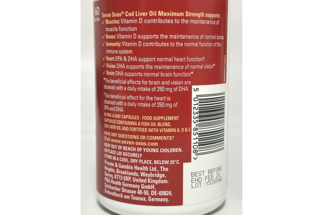 Seven Seas Cod Liver Oil Maximum Strength Omega-3 Capsules | 60 Capsules | Pack of 3 (180 Capsules)