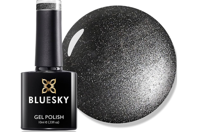 Bluesky Gel Nail Polish Shiny Asphalt A022 | Dark Grey Glitter | 10 ml