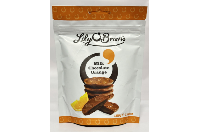Lily O’Brien’s Milk Chocolate Orange Truffles Bag | Smooth Orange Truffle Filling | 100g