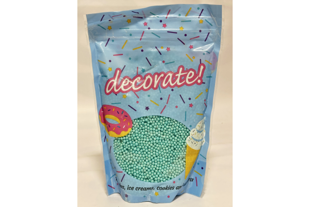 Decorate! Shimmer Turquoise Sugar Pearls 4mm | Edible Cake Sprinkles | 500g