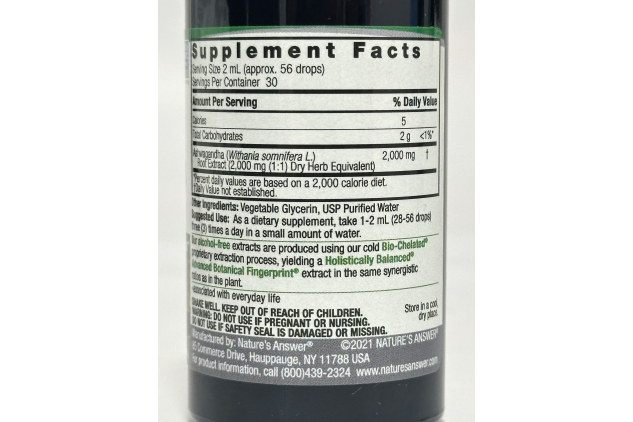 Nature’s Answer Ashwagandha Root Liquid Extract Alcohol Free | 60ml