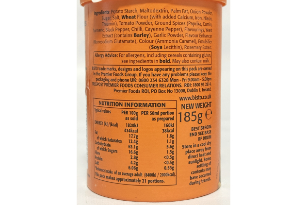 Bisto Chip Shop Curry Sauce Granules | Curry Sauce Mix Drum | 185g x 6