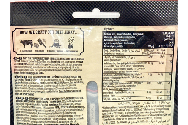 Jack Link’s Beef Jerky Teriyaki - 12-Pack (12 × 60 g) - Dried Meat Protein Snacks - High-Protein Snack for Gym, Fitness & Outdoor – American Food for People - Jerky Chips Made from Beef
