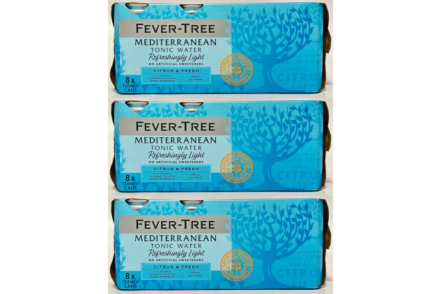 Fever-Tree Refreshingly Light Mediterranean Tonic Water | 8 x 150ml Cans | Pack of 3 (24 Cans)
