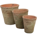 Esschert Design Aged Terracotta Round Plant Pots | Set of 3 | Small, Medium & Large