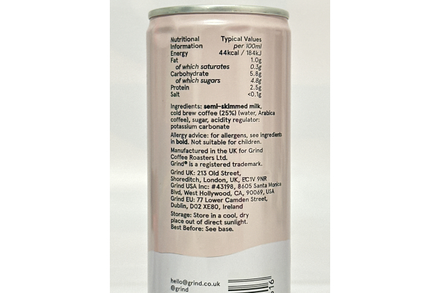 Grind Flat White Iced Coffee Cans | Ready to Drink | 8 × 250 ml