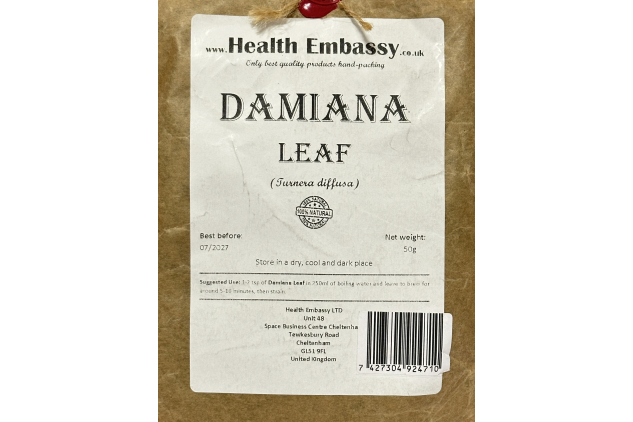 Damiana Leaf Turnera Diffusa Dried Herb Tea | Loose Leaf Herbal Infusion | 50g