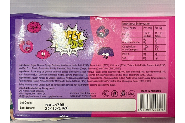 Dopey Heads Dopey Bytes | Grape & Strawberry Flavour | 140 g | DAMAGED OUTER PACKAGING