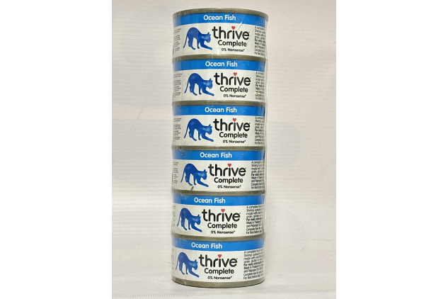 Thrive Complete Ocean Fish Wet Cat Food | 6 x 75g Tins | 100% Complete Meal | Grain-Free & Hypoallergenic