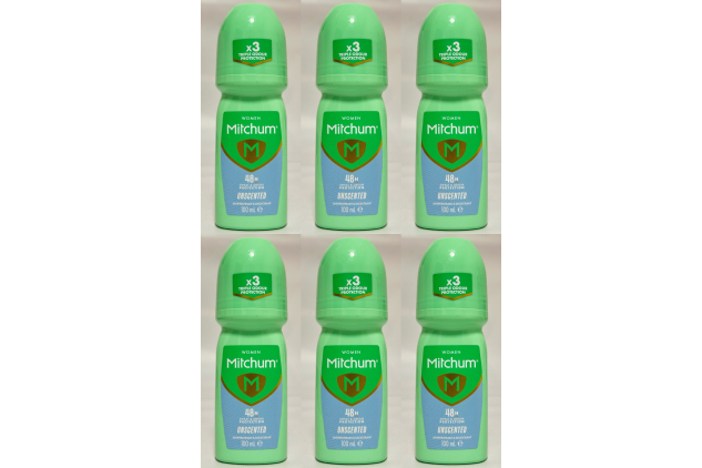 Mitchum Women Advanced Unscented Antiperspirant Deodorant Roll On 6 x 100ml