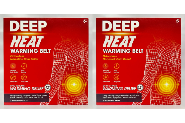 Deep Heat Warming Belt – Odourless Heat Therapy | 2 Packs of 2 Belts (4 Total)