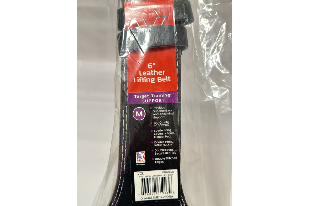 VALEO Leather Weightlifting Belt – 6 Inch Back Support | Medium