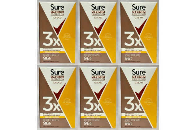 Sure Maximum Protection Cream Sport Strength Antiperspirant 6 x 45ml