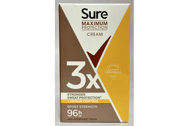 Sure Maximum Protection Cream Sport Strength Antiperspirant 6 x 45ml