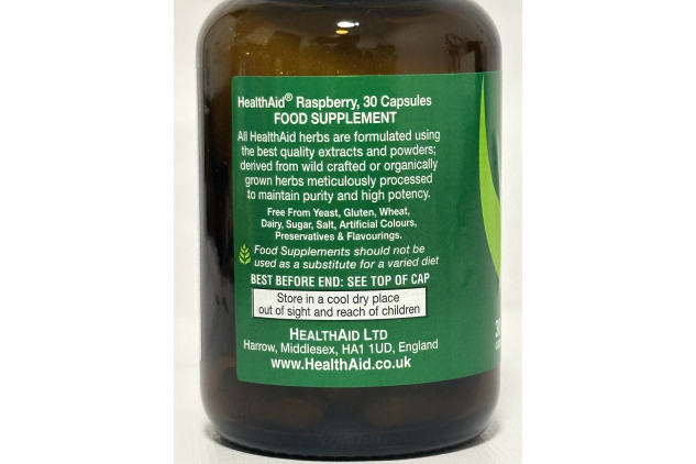HealthAid Raspberry Capsules 900mg Equivalent | 30 Vegan Capsules