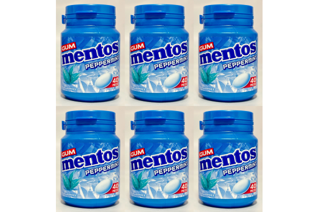 Mentos Sugar Free Peppermint Chewing Gum Bottles – 40 Pieces Each | Pack of 6