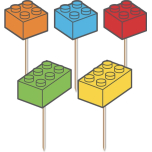 Building Block Cake Toppers | 10 Pieces | 4–5 cm | Cake Decorations Lego Theme