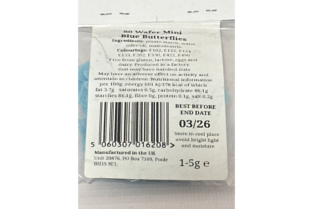 Edible Wafer Mini Blue Butterfly Cake Toppers | Pack of 80