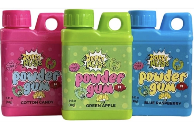 Dopey Heads Powder Bubble Gum | Assorted Fruit Flavours | 3 × 40 g