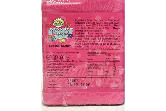 Dopey Heads Powder Bubble Gum | Assorted Fruit Flavours | 3 × 40 g