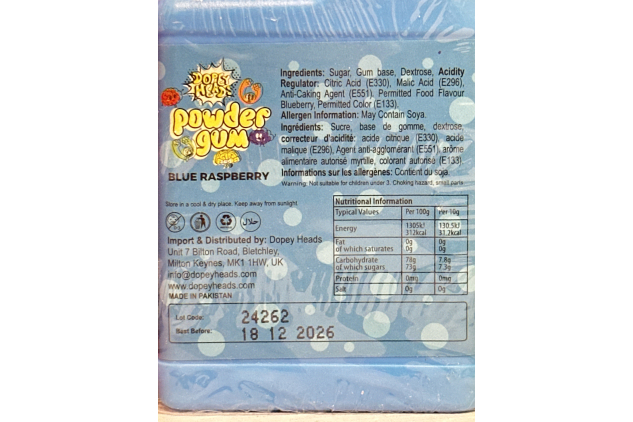 Dopey Heads Powder Bubble Gum | Assorted Fruit Flavours | 3 × 40 g