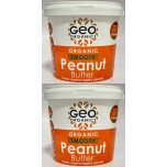 Geo Organics Smooth Peanut Butter | 100% Organic Roasted Peanuts | 2 x 1kg