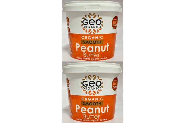 Geo Organics Smooth Peanut Butter | 100% Organic Roasted Peanuts | 2 x 1kg