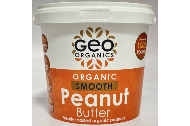 Geo Organics Smooth Peanut Butter | 100% Organic Roasted Peanuts | 2 x 1kg