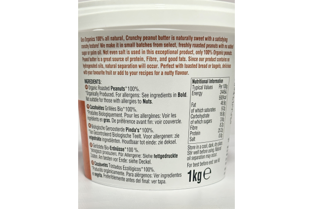 Geo Organics Smooth Peanut Butter | 100% Organic Roasted Peanuts | 2 x 1kg