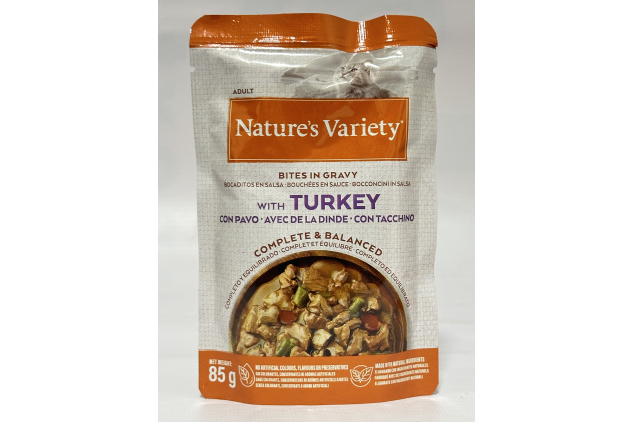 Nature’s Variety Bites in Gravy with Turkey – Adult Cat Food | 22 x 85g