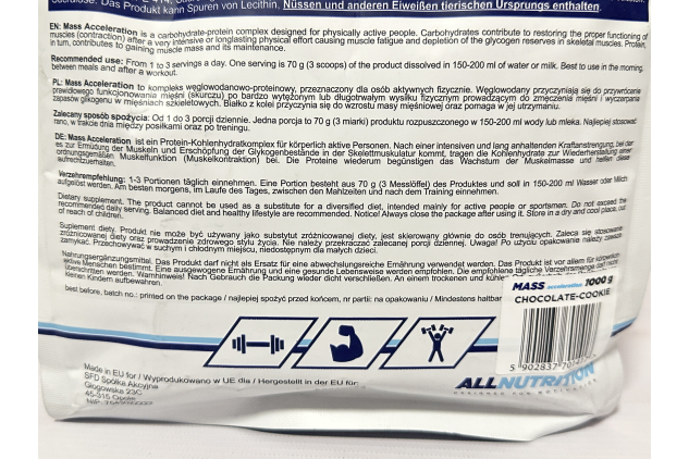 Allnutrition Mass Acceleration – Chocolate Cookies Flavour | 1kg