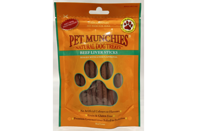 Pet Munchies Beef Liver Sticks Dog Treats – Natural Beef Liver Chews – 8 x 90g