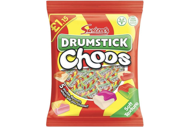 Swizzels Drumstick Choos Chewy Sweets Assorted Flavours | 115g Bag (Pack of 12)