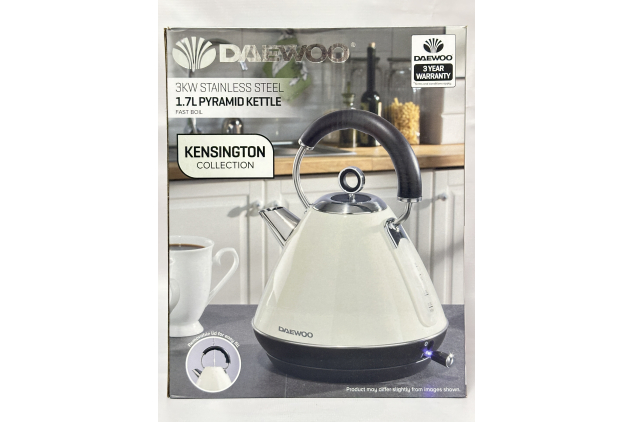 Daewoo Kensington Pyramid Kettle Stainless Steel Cream | 1.7L 3000W
