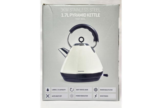 Daewoo Kensington Pyramid Kettle Stainless Steel Cream | 1.7L 3000W