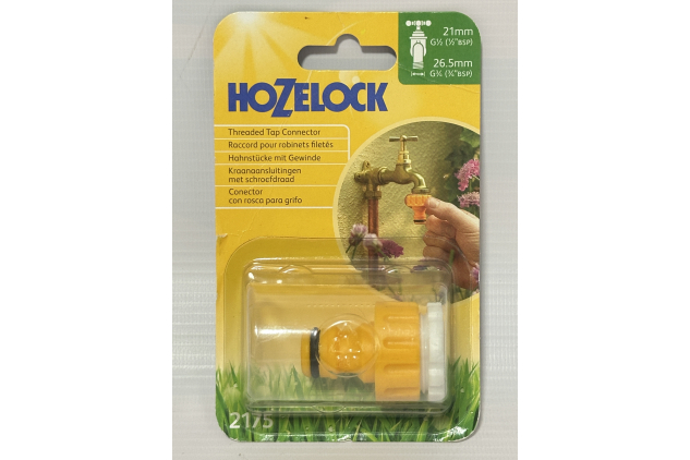 Hozelock Outdoor Tap Connector | 21–26.5 mm (1/2″–3/4″) | Threaded Taps