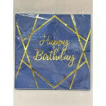 Creative Party Navy & Gold Geode Happy Birthday Paper Lunch Napkins – 16 Pack