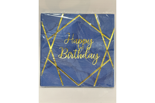 Creative Party Navy & Gold Geode Happy Birthday Paper Lunch Napkins – 16 Pack