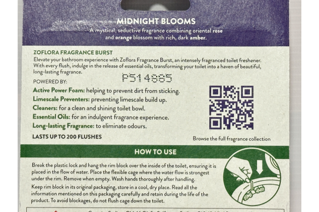 Zoflora Midnight Blooms Fragrance Burst Toilet Rim Blocks | 2 x 48g