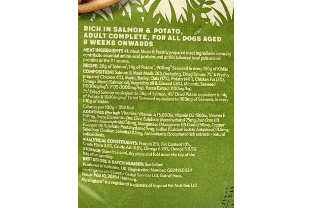 Harringtons Adult Dog Food Salmon & Potato | 10 x 1.7kg Bags (17kg Total)