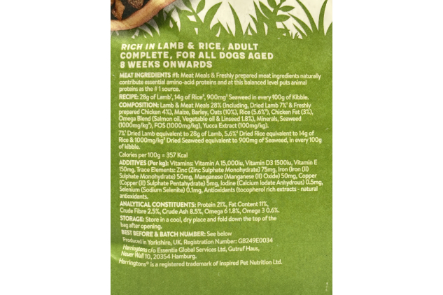 Harringtons Adult Dog Food Lamb & Rice | 10 x 1.7kg Bags (17kg Total)