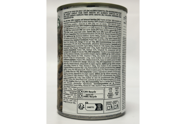 Adult Cat Wet Food Beef Pâté | Complete & Balanced Recipe | 24 × 400g Cans