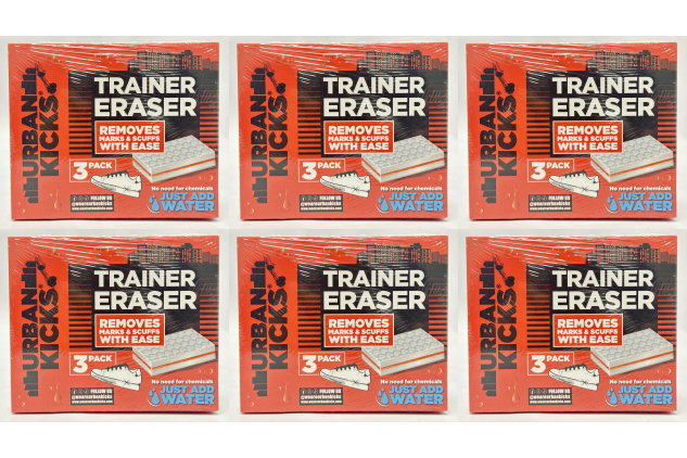Urban Kicks Trainer Eraser Cleaning Sponges | Just Add Water | 6 x 3 Packs (18 Sponges)