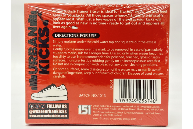 Urban Kicks Trainer Eraser Cleaning Sponges | Just Add Water | 6 x 3 Packs (18 Sponges)