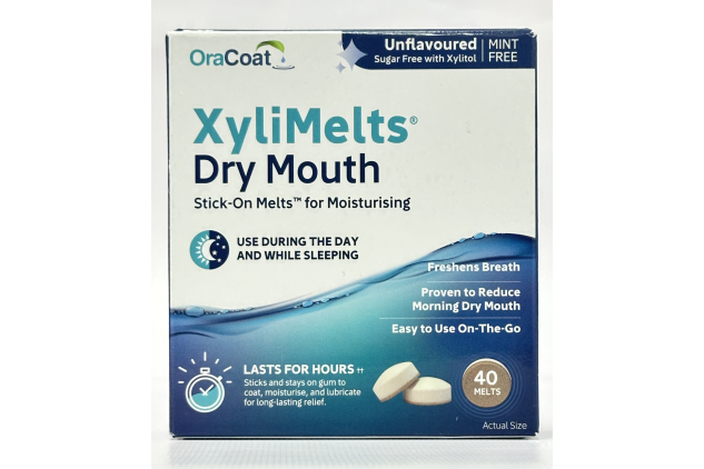 OraCoat XyliMelts Dry Mouth Stick-On Melts | Unflavoured Mint Free | 4 Packs (160 Melts)