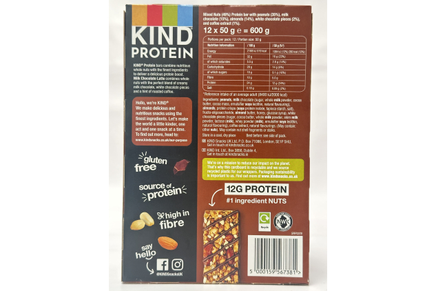 KIND Protein Bars Milk Chocolate Latte | High Fibre Nut Snack Bars | 12 x 50g